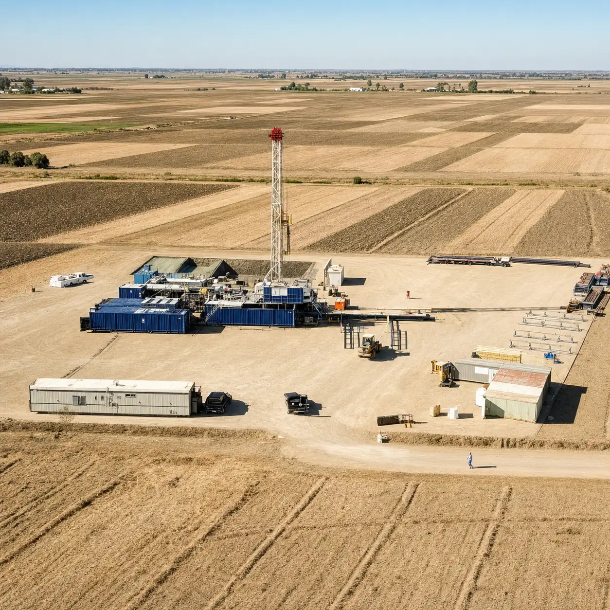 Aerial view of an industrial gas installation construction site by FPS Maroc